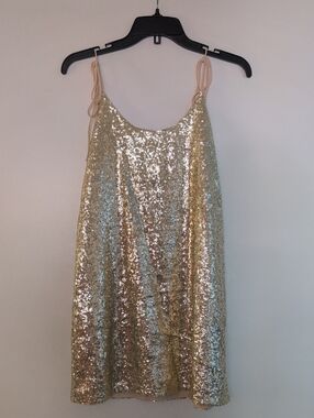 Urban Outfitters Gold Sequin Dress with Nude Lining